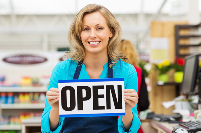 blue open sign